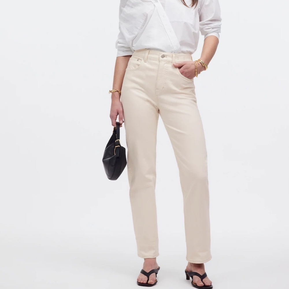 Madewell 90s Straight High Rise Jeans Cream Size 29 - Picture 4 of 11